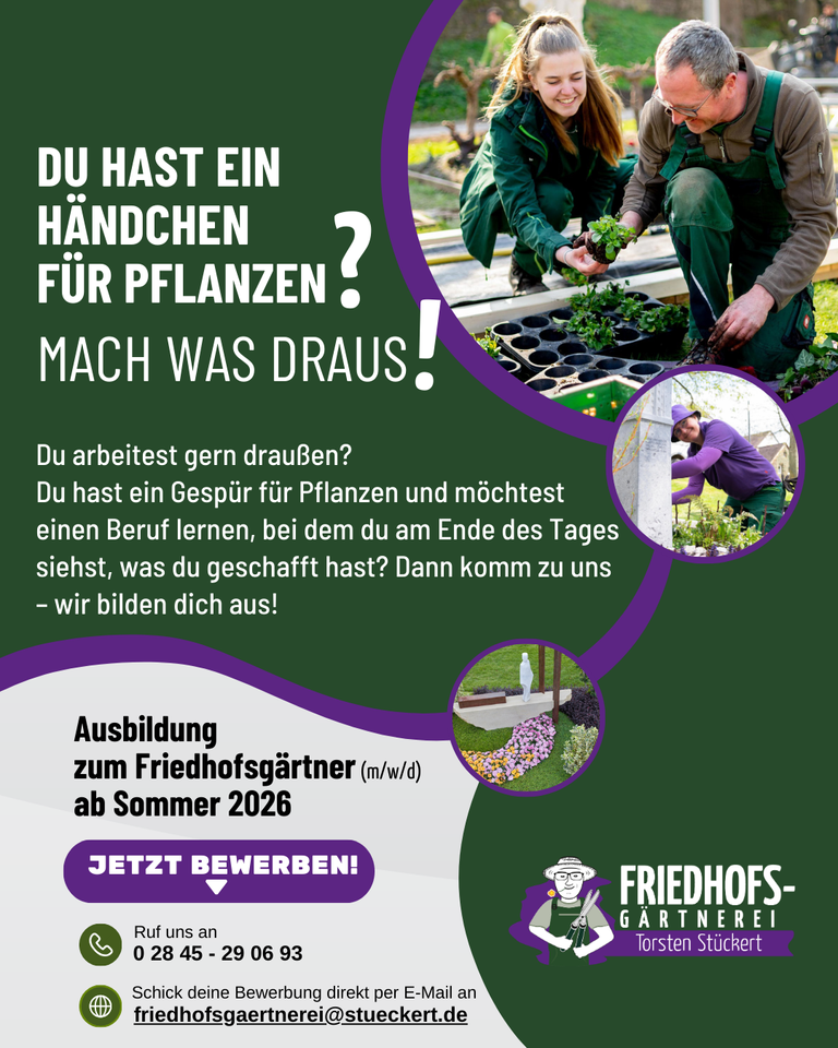 Jetzt bewerben: Ausbildung zum Friedhofsgärtner (m/w/d) ab Sommer 2026